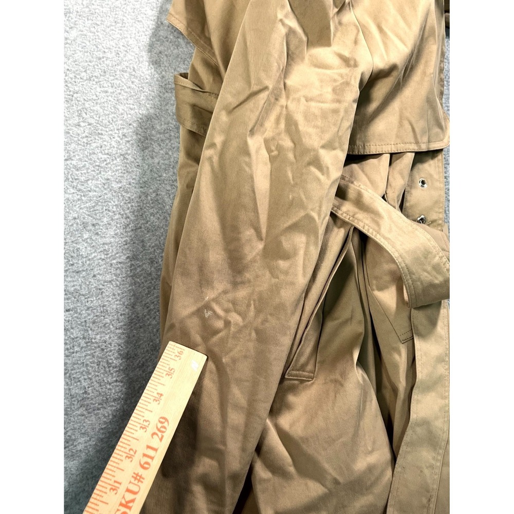 Topshop Maternity Trench Coat Womens 6 Tan Cotton Belted Casual Button Front - Picture 11 of 11